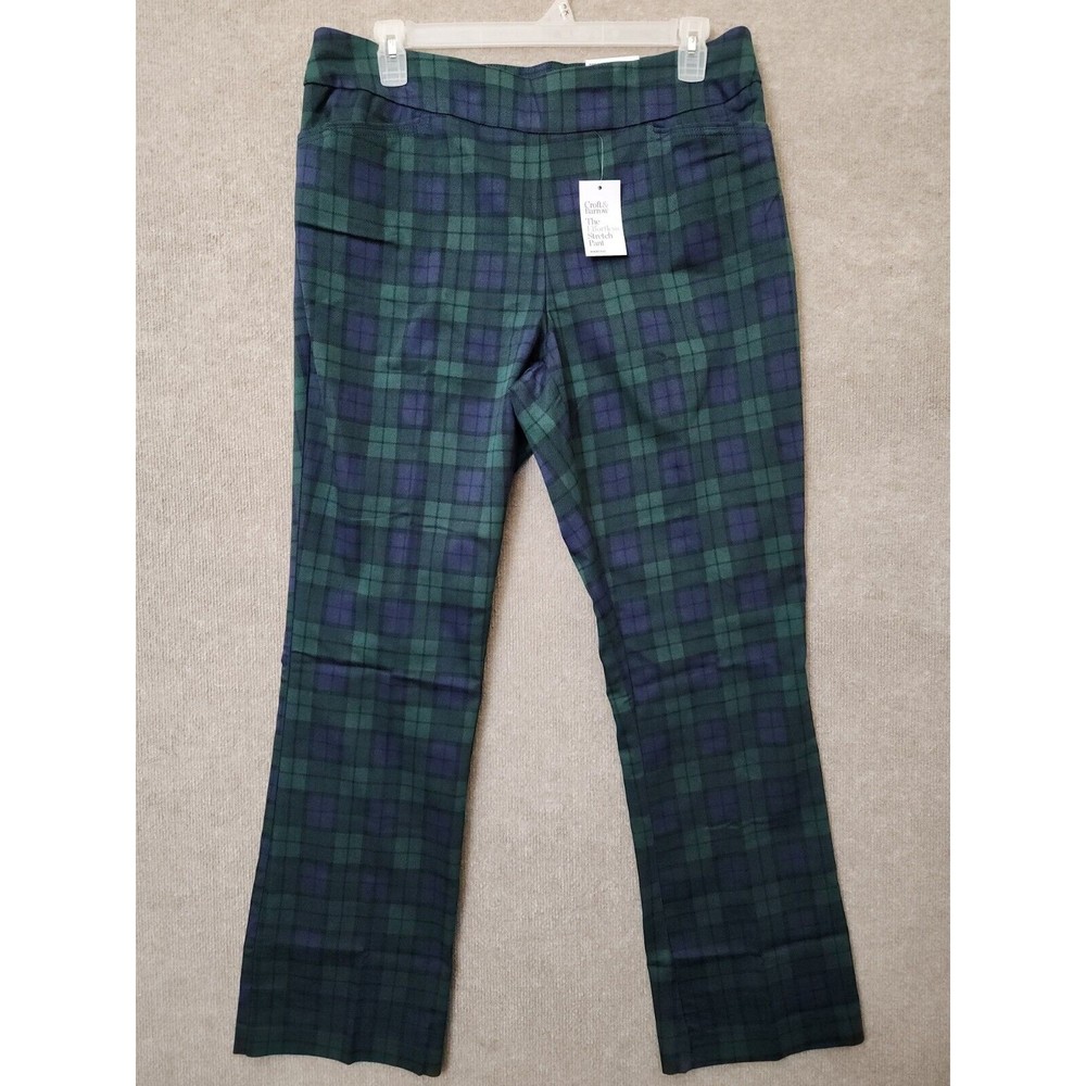 Croft Barrow Effortless Stretch Bootcut Pants Women 24W Long Green Plaid NEW - Picture 2 of 9